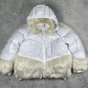 Nike Jacket Womens XL White Faux Fur Down Puffer NRG x Sacai Parka CT3267-043